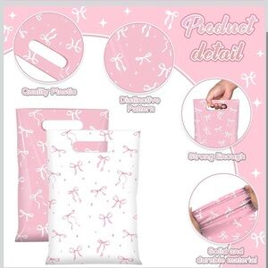 10 Pink and White Bow Pattern Plastic Bags ( buy now)